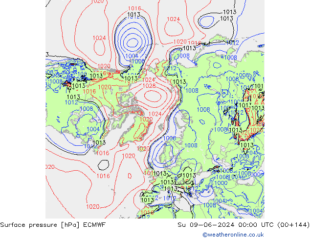 ciśnienie ECMWF nie. 09.06.2024 00 UTC