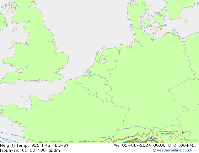 Height/Temp. 925 гПа ECMWF ср 05.06.2024 00 UTC