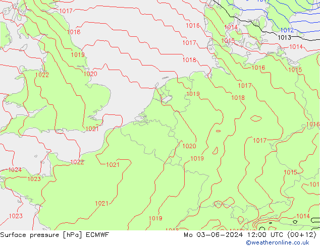 приземное давление ECMWF пн 03.06.2024 12 UTC