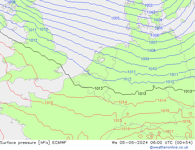 pression de l'air ECMWF mer 05.06.2024 06 UTC