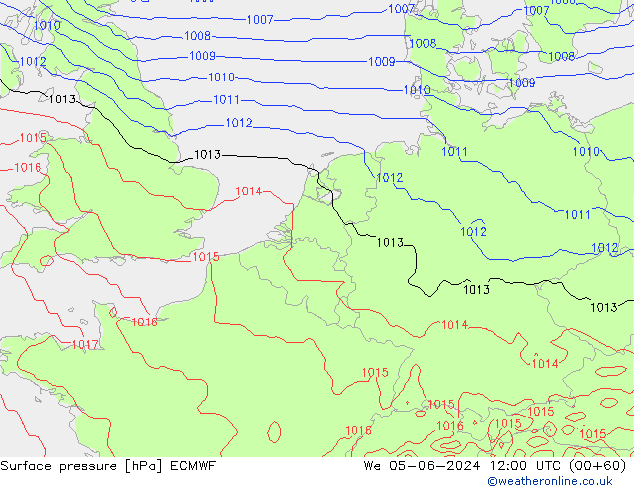 Bodendruck ECMWF Mi 05.06.2024 12 UTC