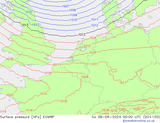 Bodendruck ECMWF Sa 08.06.2024 00 UTC