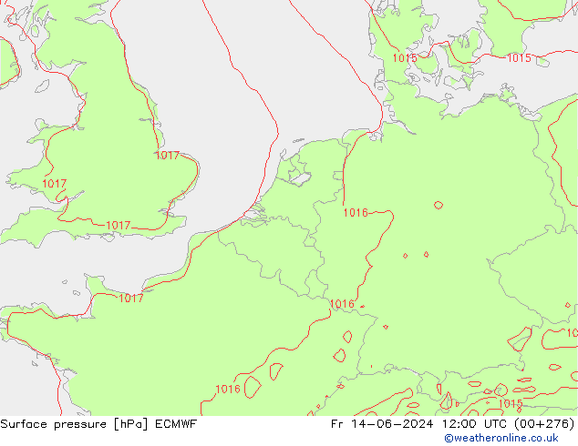 pressão do solo ECMWF Sex 14.06.2024 12 UTC