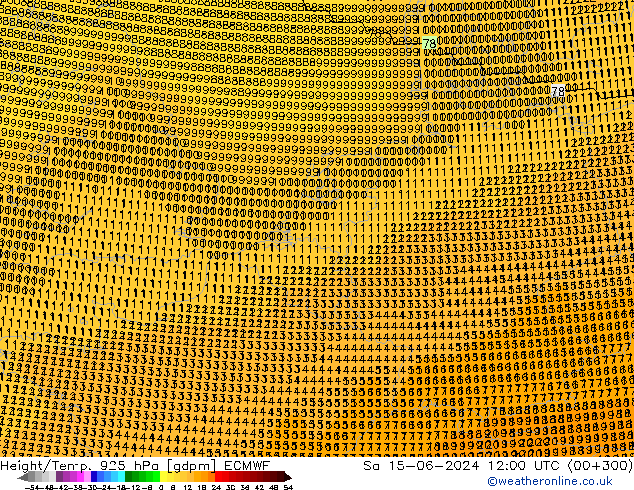 Height/Temp. 925 hPa ECMWF Sa 15.06.2024 12 UTC