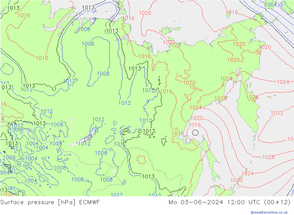 Pressione al suolo ECMWF lun 03.06.2024 12 UTC