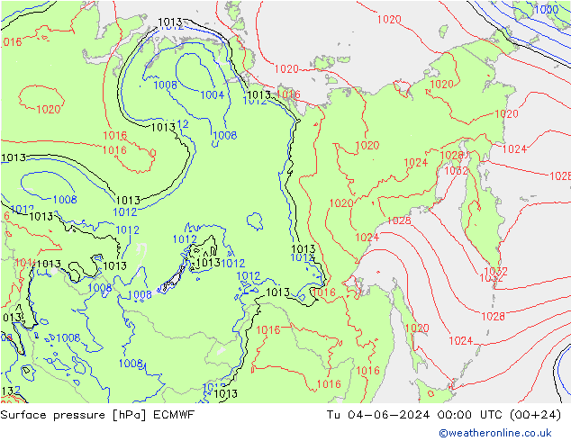 Luchtdruk (Grond) ECMWF di 04.06.2024 00 UTC