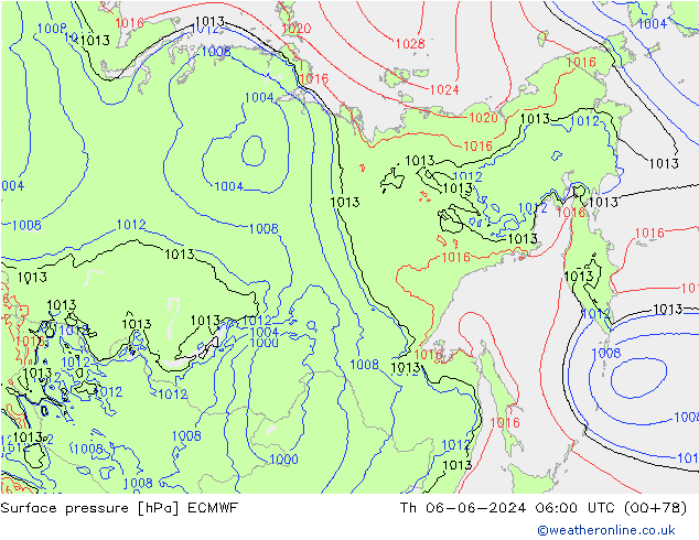 Bodendruck ECMWF Do 06.06.2024 06 UTC