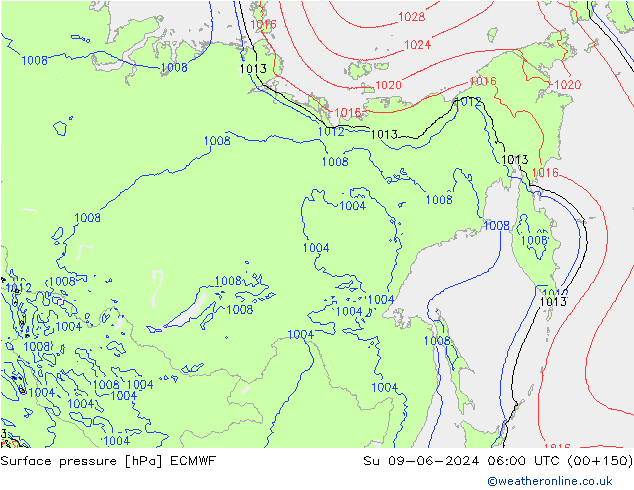 Yer basıncı ECMWF Paz 09.06.2024 06 UTC