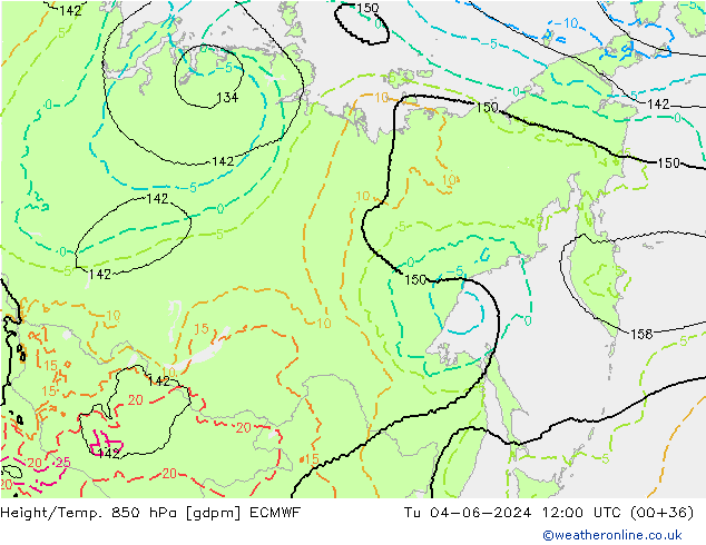 Yükseklik/Sıc. 850 hPa ECMWF Sa 04.06.2024 12 UTC