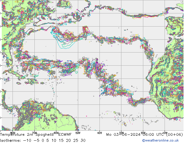 карта температуры Spaghetti ECMWF пн 03.06.2024 06 UTC