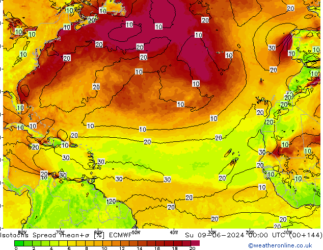 Isotachen Spread ECMWF So 09.06.2024 00 UTC