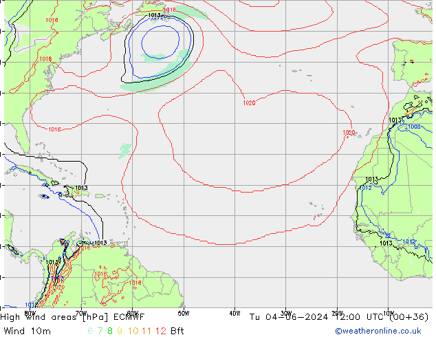 High wind areas ECMWF mar 04.06.2024 12 UTC