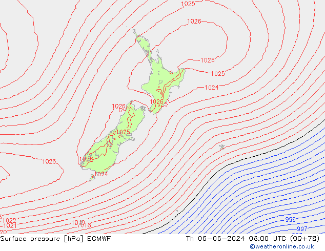 Surface pressure ECMWF Th 06.06.2024 06 UTC