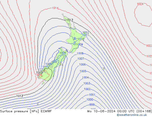 приземное давление ECMWF пн 10.06.2024 00 UTC