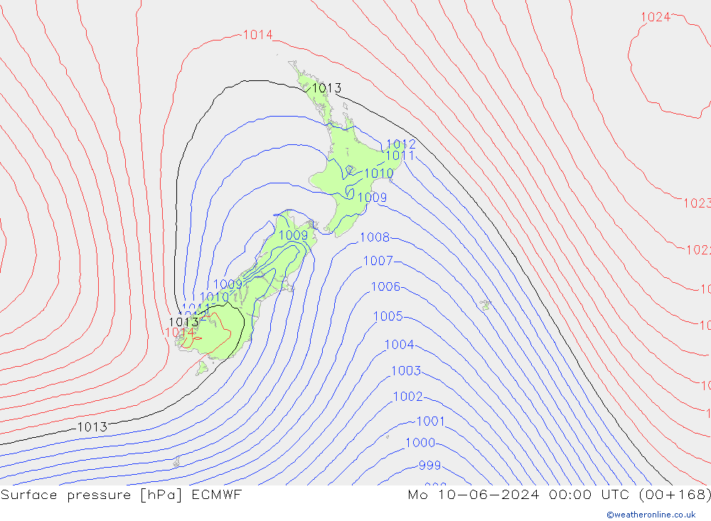 Surface pressure ECMWF Mo 10.06.2024 00 UTC