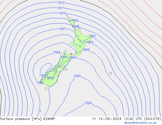 Bodendruck ECMWF Fr 14.06.2024 12 UTC