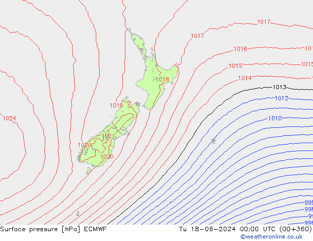 Presión superficial ECMWF mar 18.06.2024 00 UTC