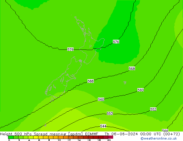 Height 500 hPa Spread ECMWF  06.06.2024 00 UTC