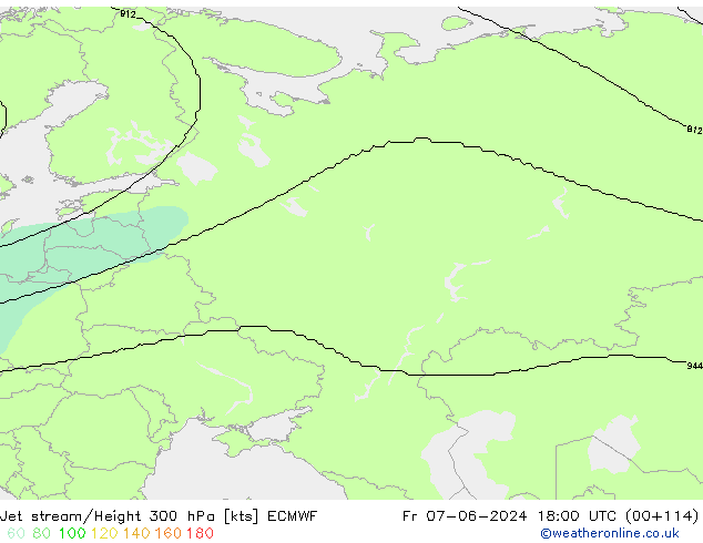 Corrente a getto ECMWF ven 07.06.2024 18 UTC