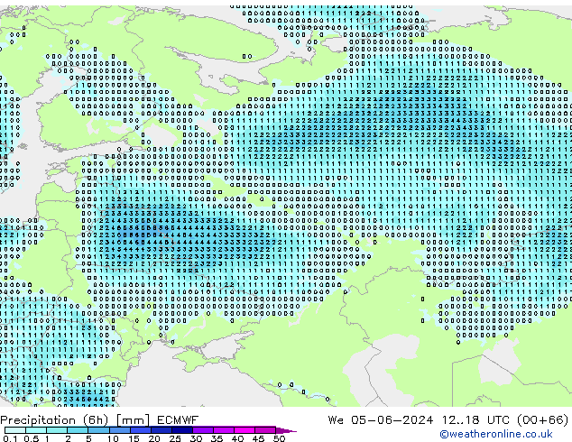 осадки (6h) ECMWF ср 05.06.2024 18 UTC