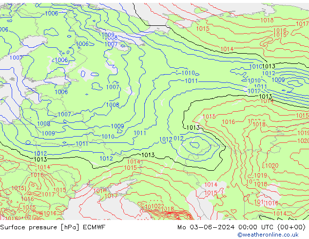 Surface pressure ECMWF Mo 03.06.2024 00 UTC