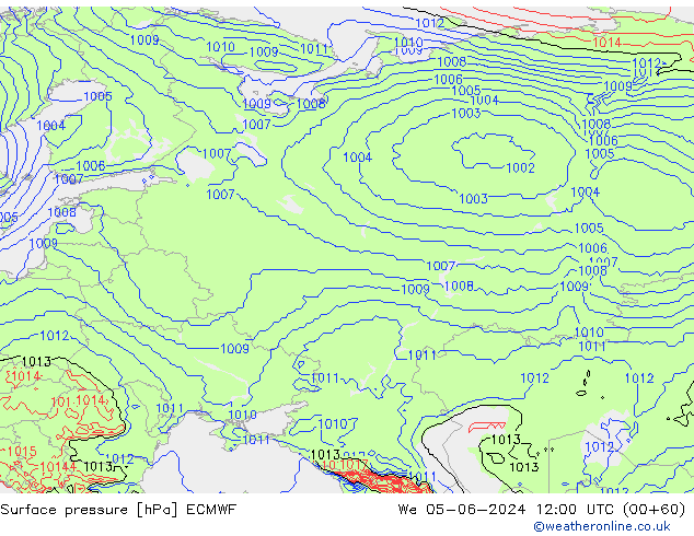 Surface pressure ECMWF We 05.06.2024 12 UTC