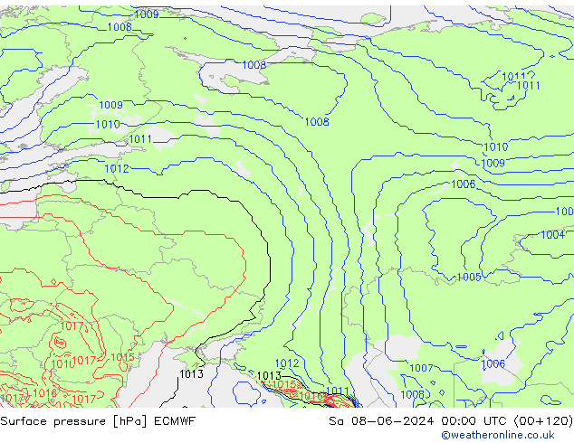 Luchtdruk (Grond) ECMWF za 08.06.2024 00 UTC