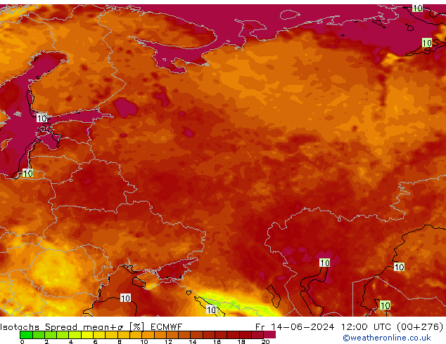 Isotachen Spread ECMWF Fr 14.06.2024 12 UTC