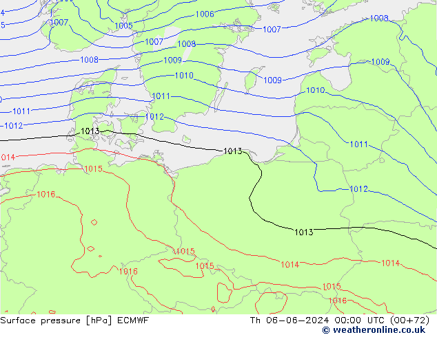 Atmosférický tlak ECMWF Čt 06.06.2024 00 UTC