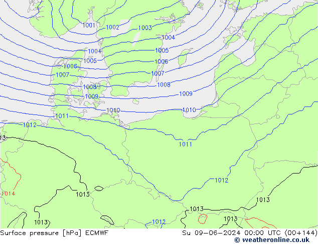 Yer basıncı ECMWF Paz 09.06.2024 00 UTC