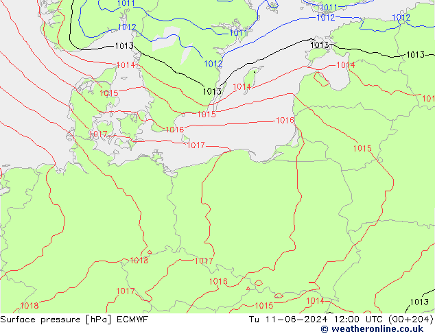 ciśnienie ECMWF wto. 11.06.2024 12 UTC