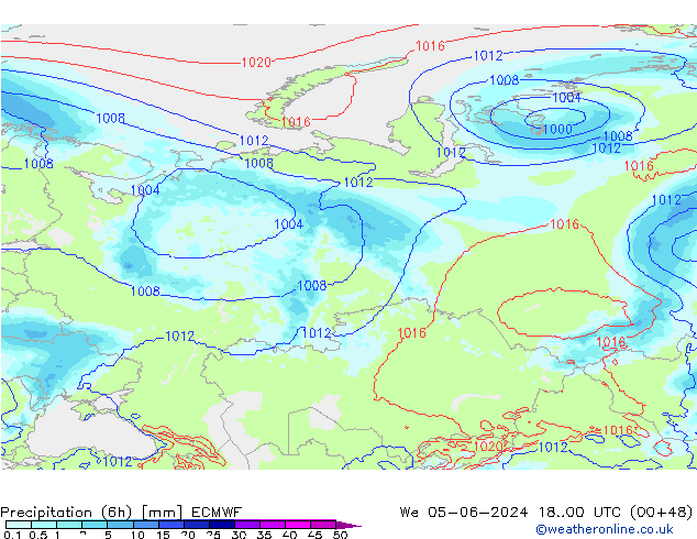 Yağış (6h) ECMWF Çar 05.06.2024 00 UTC