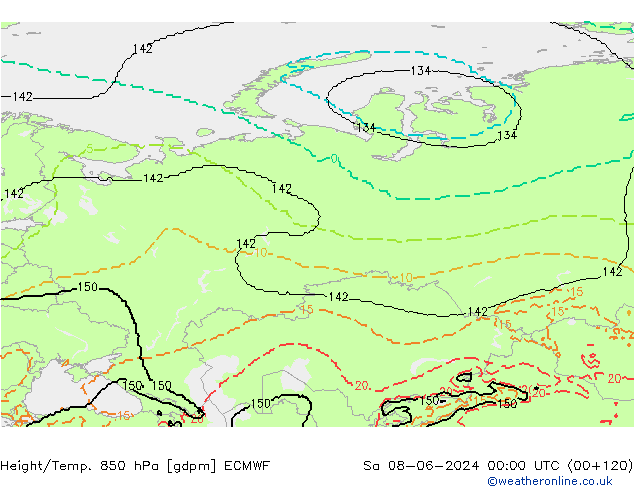 Height/Temp. 850 hPa ECMWF  08.06.2024 00 UTC