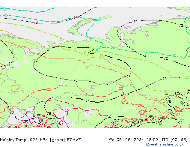 Height/Temp. 925 гПа ECMWF ср 05.06.2024 18 UTC