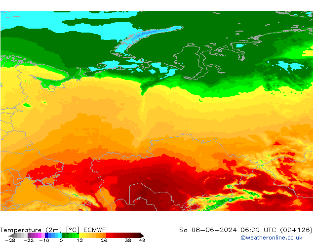 Temperatura (2m) ECMWF sáb 08.06.2024 06 UTC