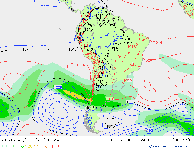 Jet stream/SLP ECMWF Pá 07.06.2024 00 UTC