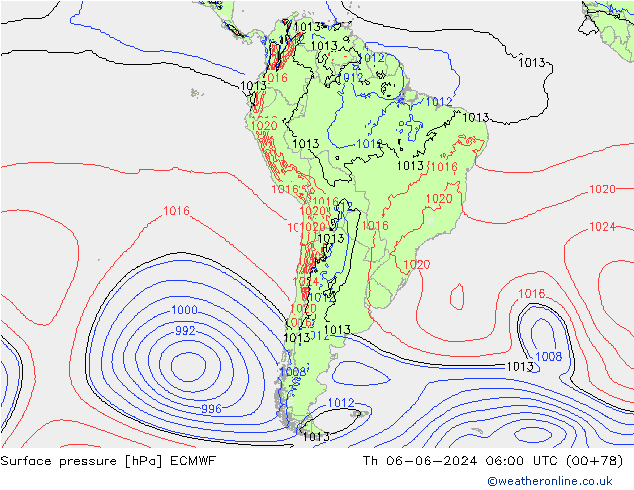 ciśnienie ECMWF czw. 06.06.2024 06 UTC