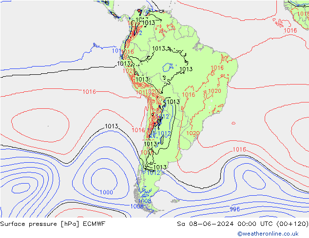 Luchtdruk (Grond) ECMWF za 08.06.2024 00 UTC