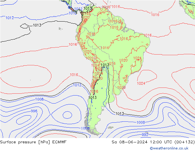 Bodendruck ECMWF Sa 08.06.2024 12 UTC