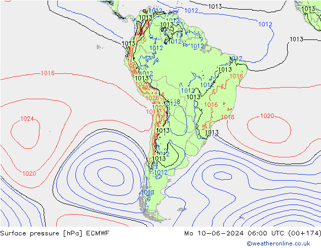 Luchtdruk (Grond) ECMWF ma 10.06.2024 06 UTC