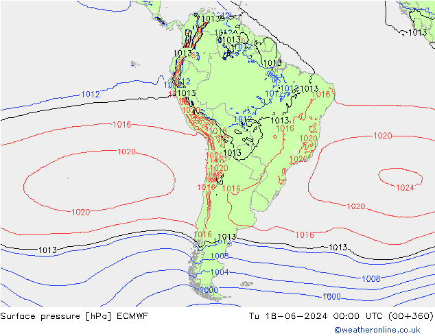 Yer basıncı ECMWF Sa 18.06.2024 00 UTC