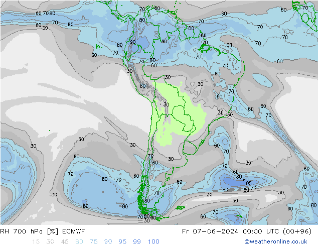 RH 700 hPa ECMWF Fr 07.06.2024 00 UTC