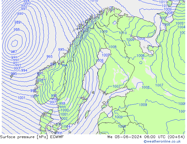 pression de l'air ECMWF mer 05.06.2024 06 UTC