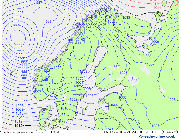 Atmosférický tlak ECMWF Čt 06.06.2024 00 UTC