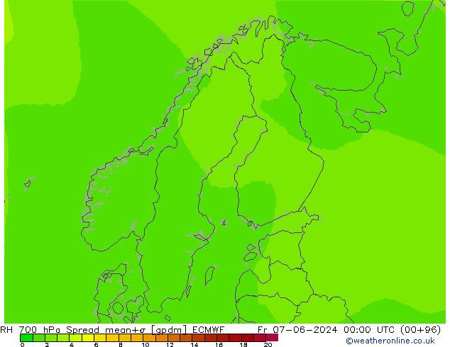 RH 700 гПа Spread ECMWF пт 07.06.2024 00 UTC