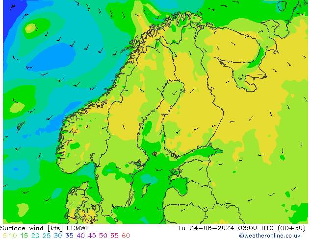 Rüzgar 10 m ECMWF Sa 04.06.2024 06 UTC