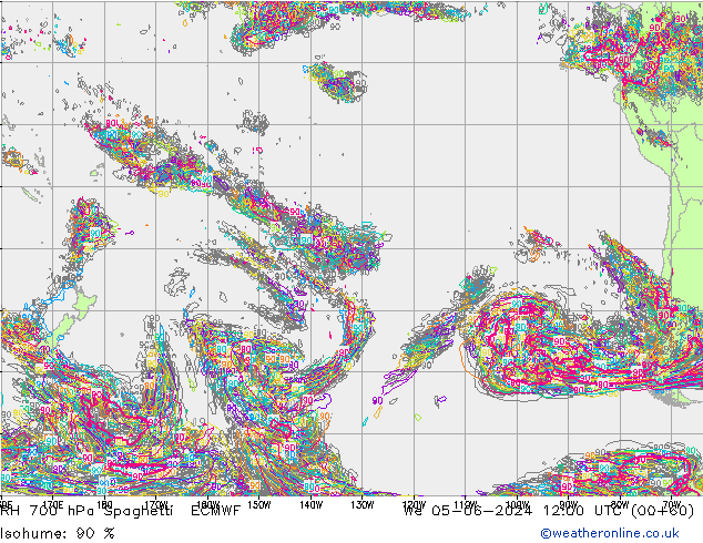 RH 700 hPa Spaghetti ECMWF Mi 05.06.2024 12 UTC