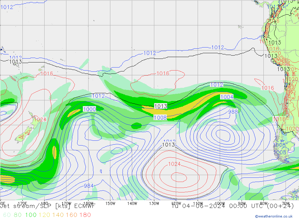 Jet stream/SLP ECMWF Tu 04.06.2024 00 UTC