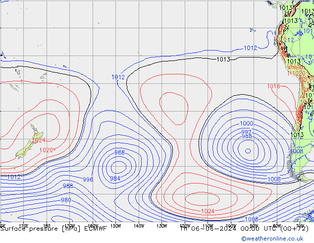 Pressione al suolo ECMWF gio 06.06.2024 00 UTC