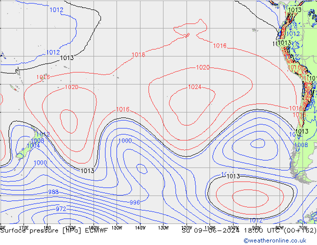 Luchtdruk (Grond) ECMWF zo 09.06.2024 18 UTC